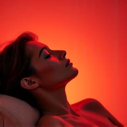Person using a red light therapy panel for skin rejuvenation