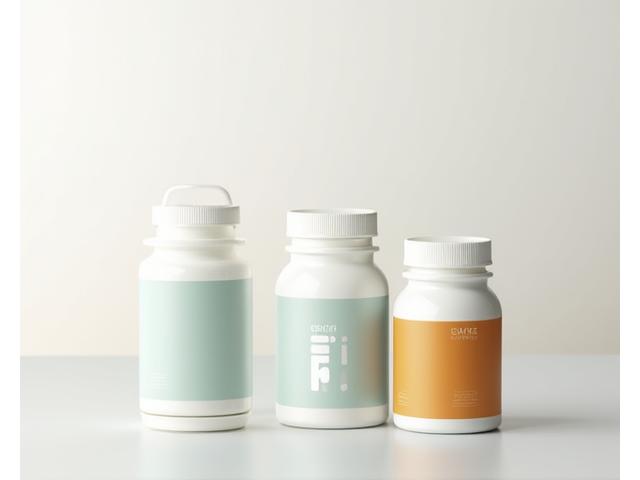 Neatly arranged bottles of premium longevity supplements on a minimalist white surface