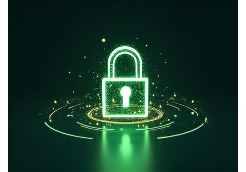 Abstract depiction of digital security with intertwined lock and data streams, emphasizing privacy and data protection.