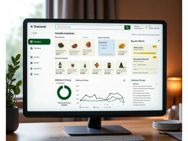 A sophisticated dashboard displaying personalized wellness product recommendations and shopping management tools